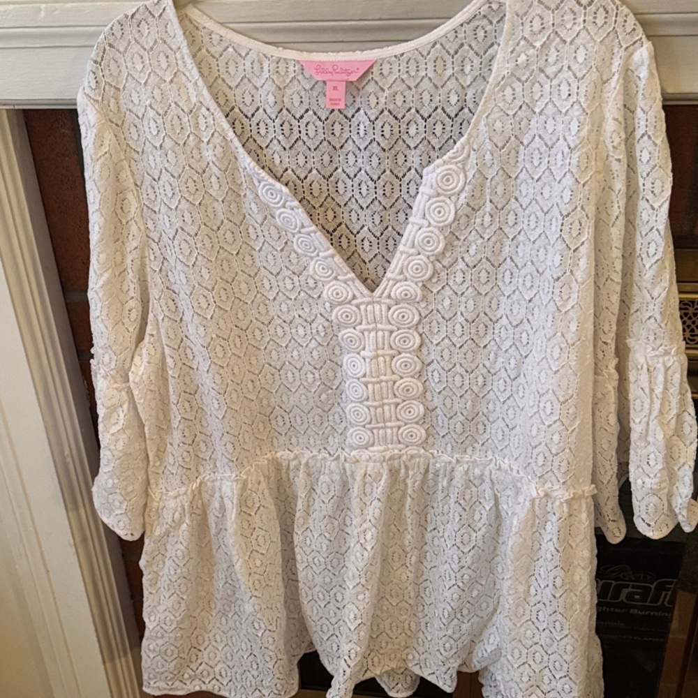 Lilly Pulitzer White Lace Blouse